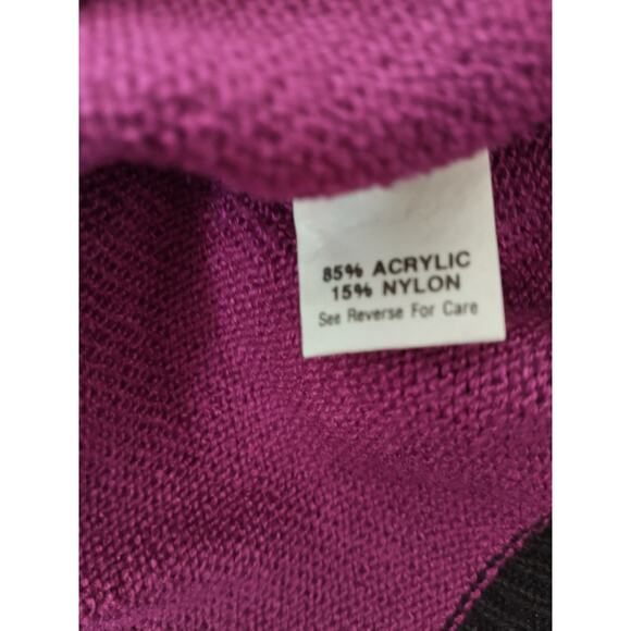 Vintage Vivanti Women's Sweater Wrap Style Purple Black Sz 16 Reto - Picture 7 of 16
